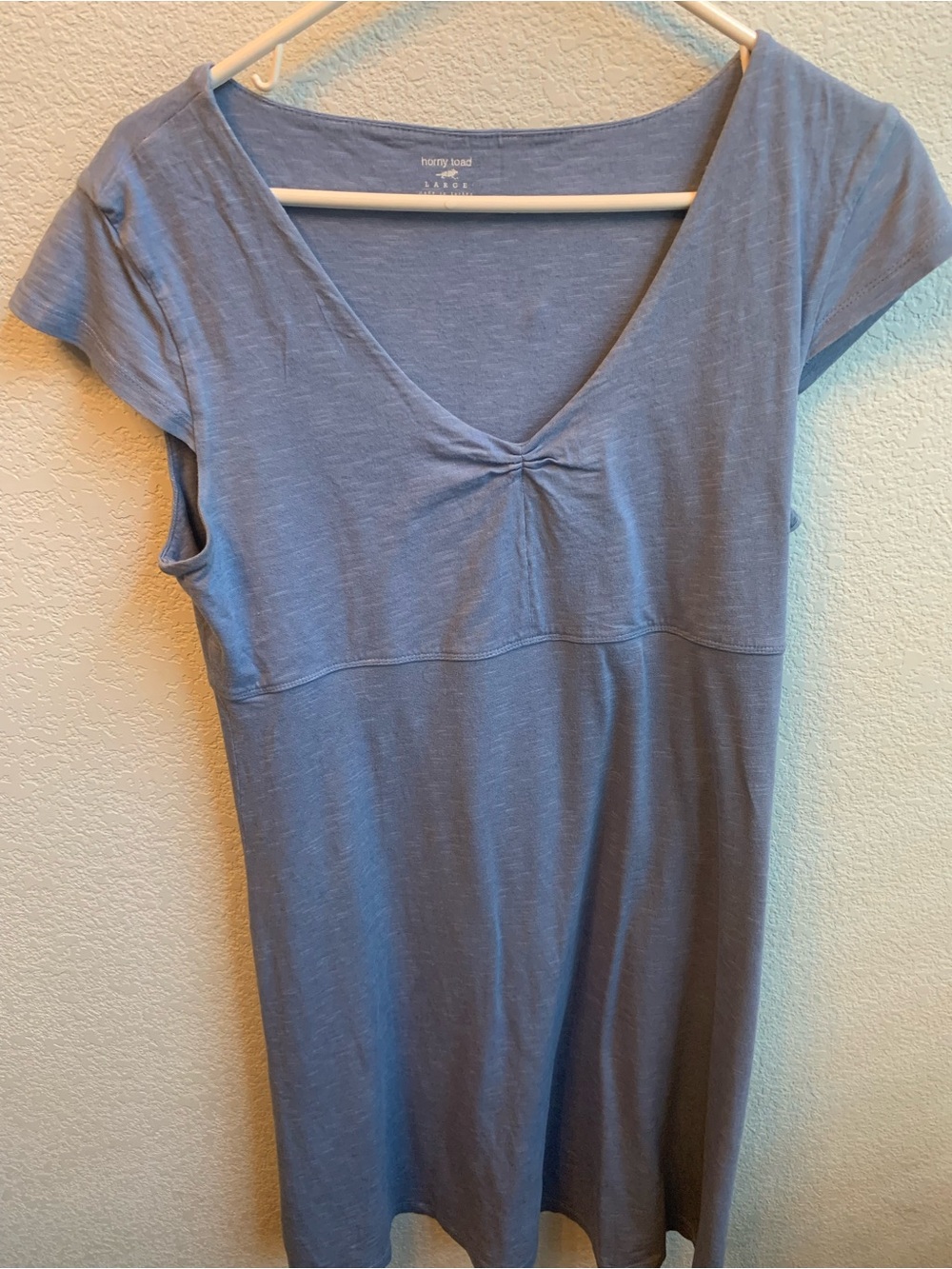 Horny Toad Dusty Blue V-Neck Short Sleeve Dress